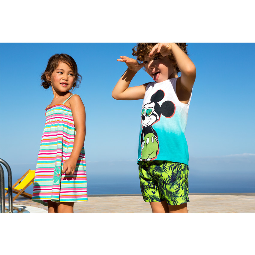 Short de bain Disney print végétal et serti Mickey 