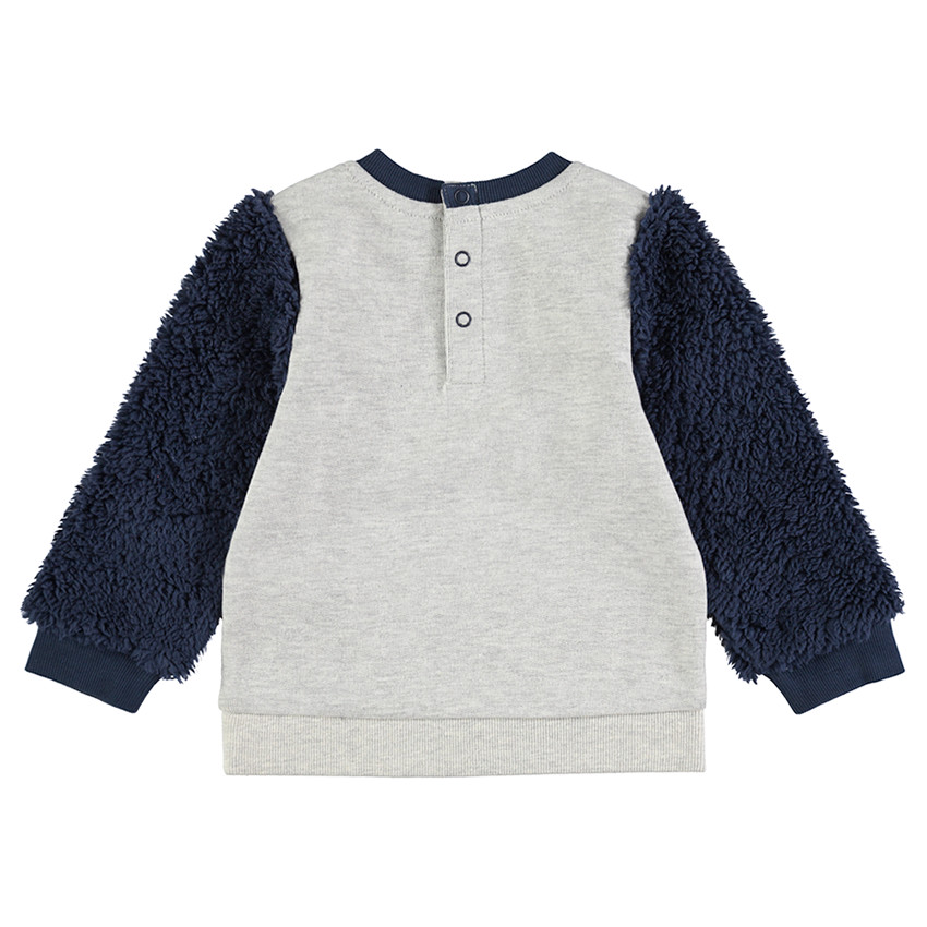 Sweat en molleton avec manches en sherpa et pandan printé 