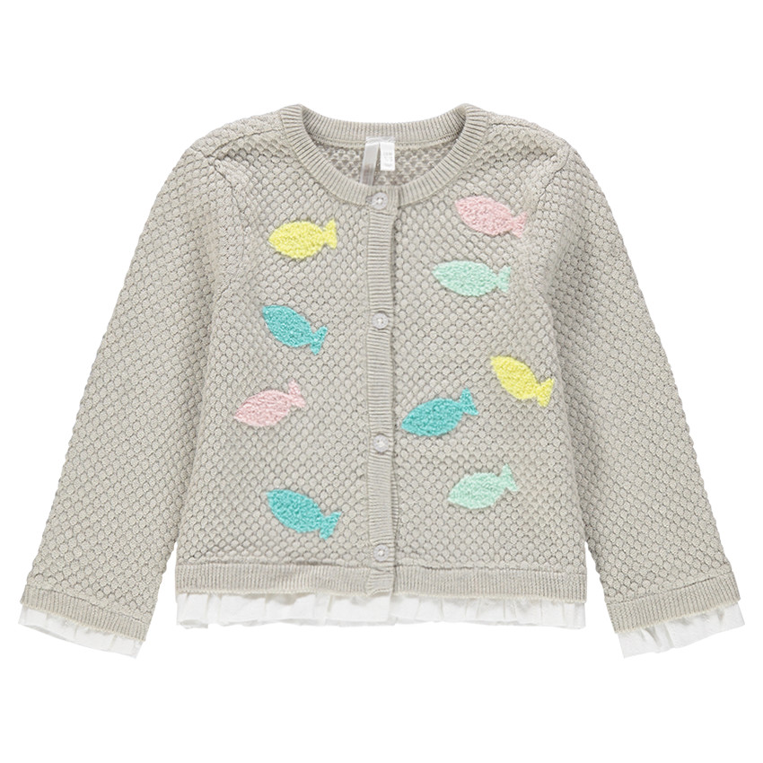 Gilet en tricot fantaisie avec poissons patchés 