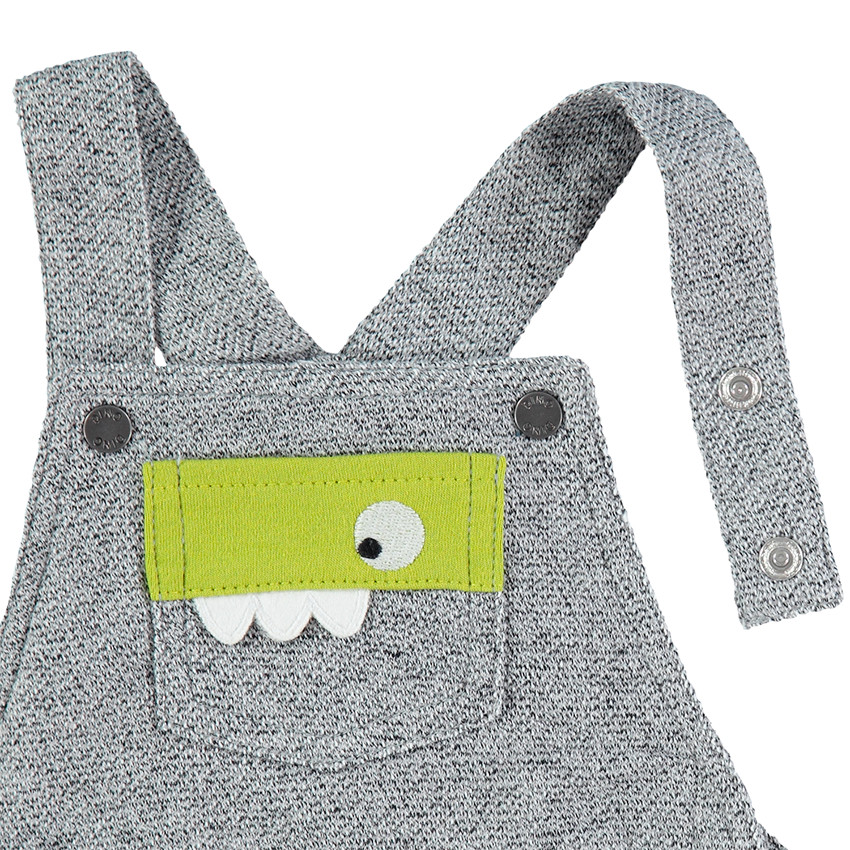 Salopette en coton chiné avec empiècements en relief 