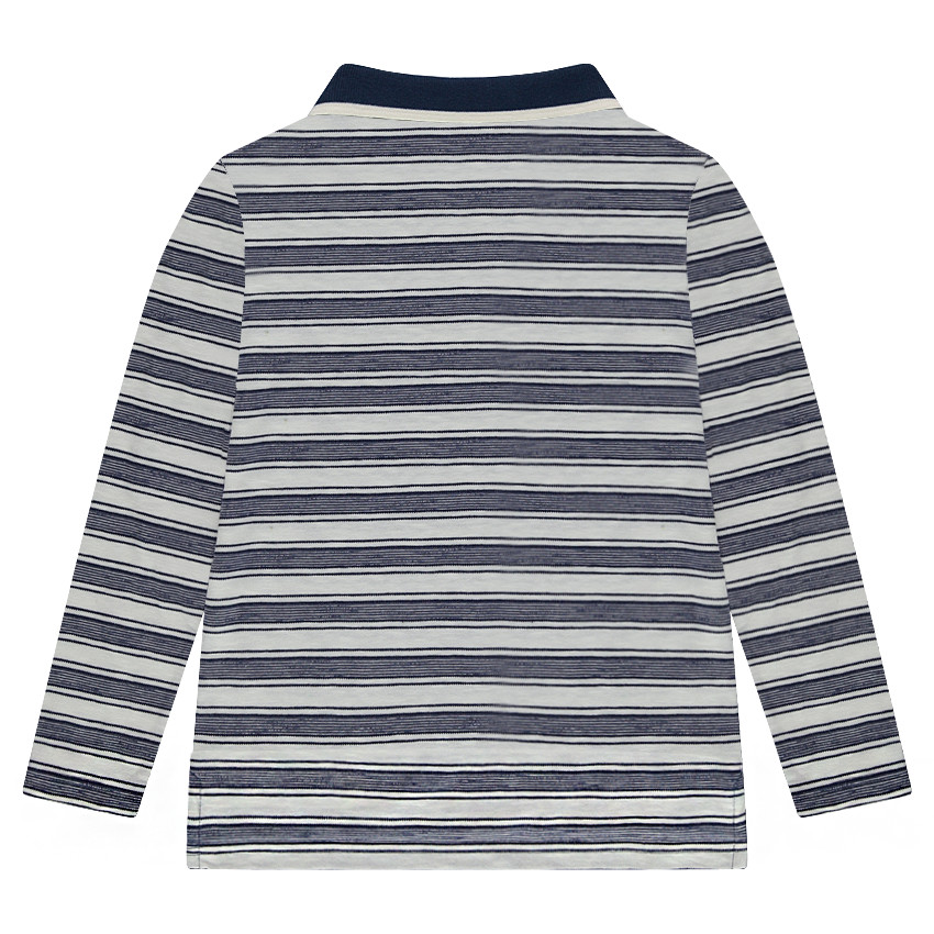 Junior - Polo manches longues à rayures all-over avec poche et col zippé  