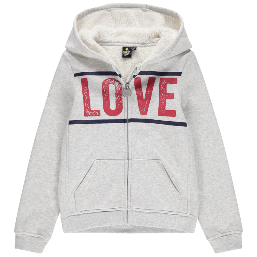 Junior - Gilet à capuche en molleton doublé sherpa print Smiley 