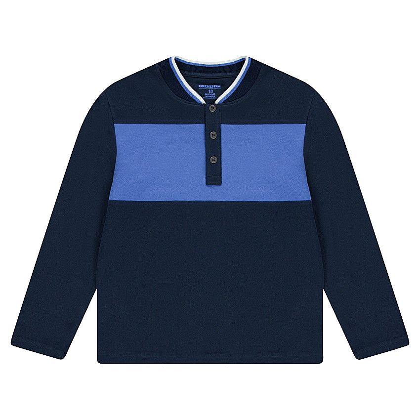 Junior - Polo manches longues en jersey avec col esprit teddy 