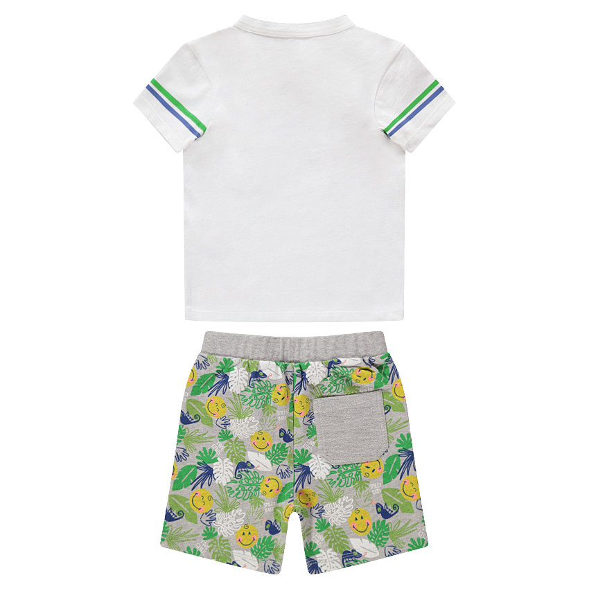 Ensemble avec polo badge Smiley et bermuda à imprimé tropical all-over 