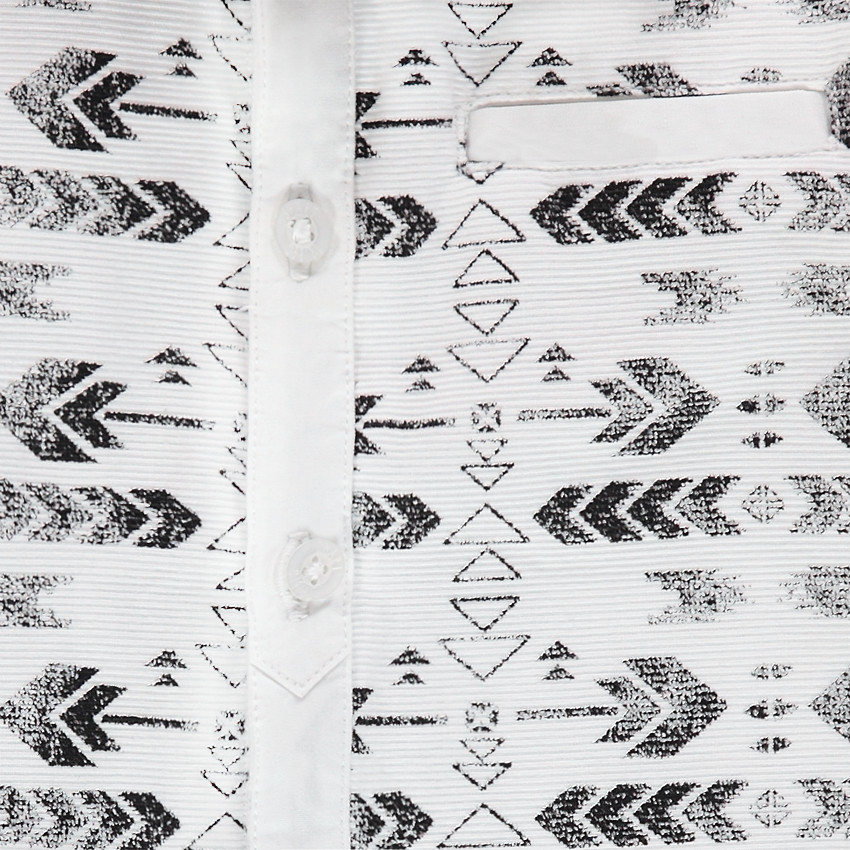 Chemise à manches rétractables motif ethnique all-over 