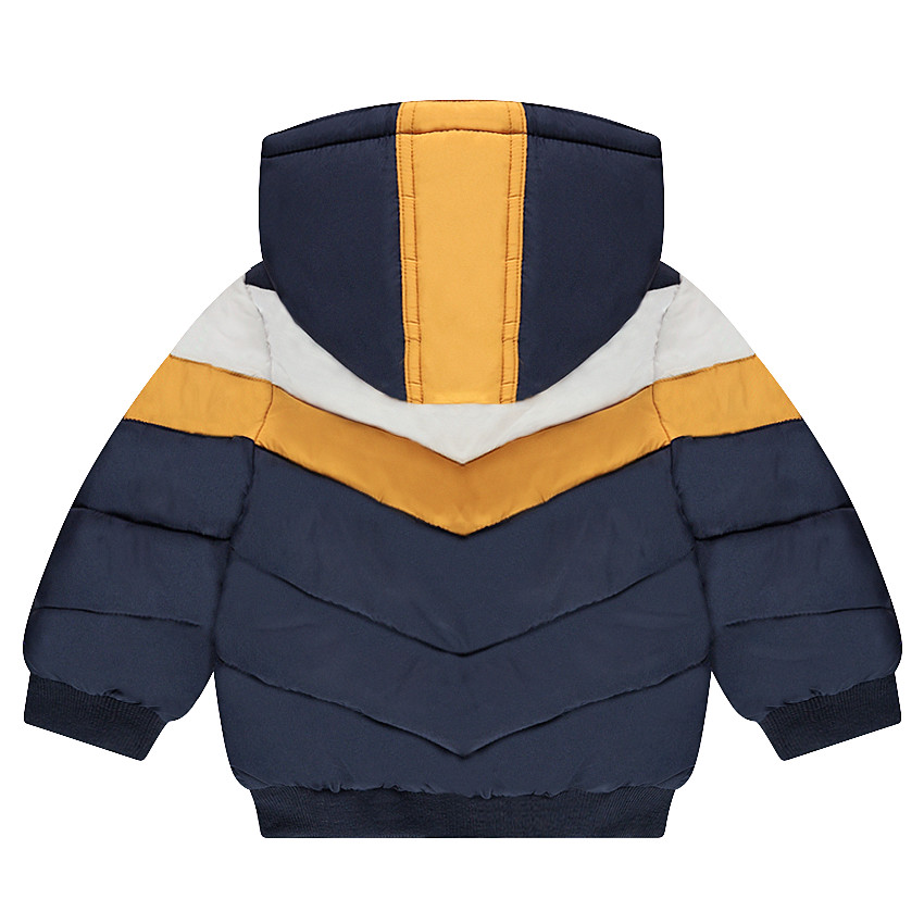 Doudoune matelassée à capuche doublée micropolaire avec badge brodé 