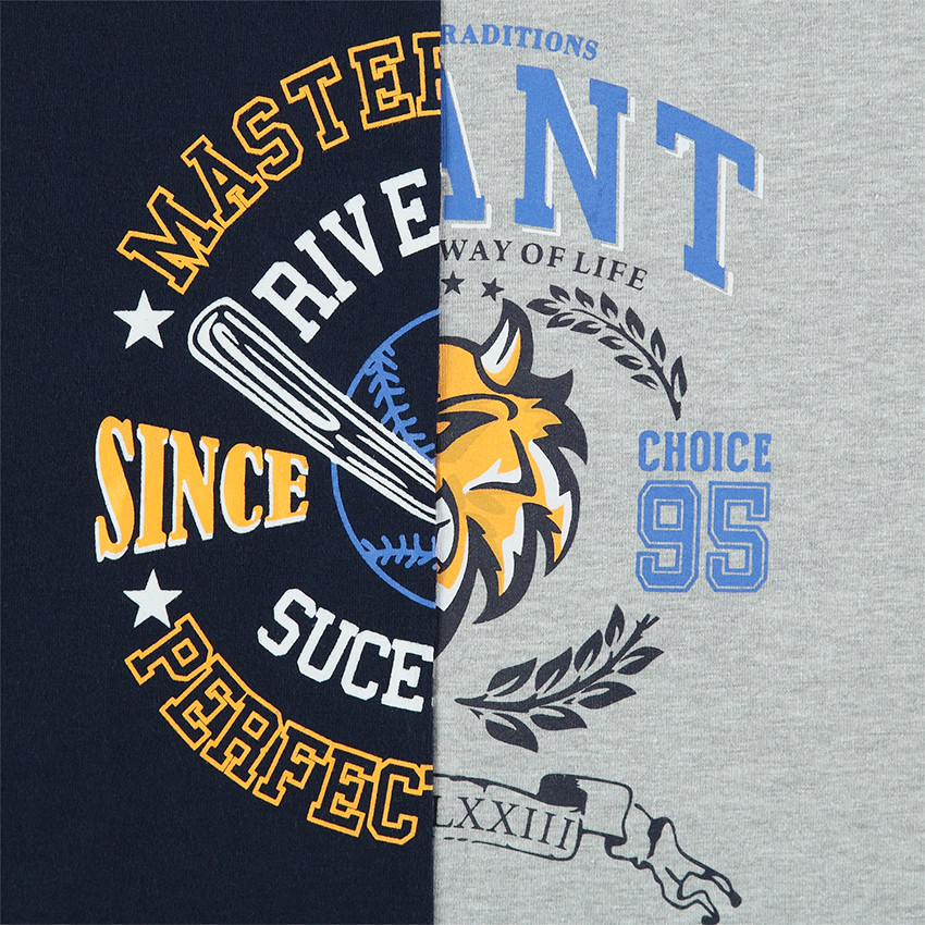 Tee-shirt manches longues bicolore avec motif fantaisie 