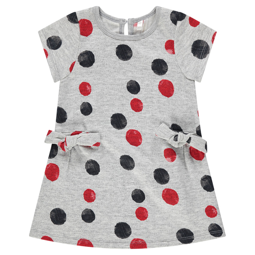 Robe manches courtes en maille à pois colorés 
