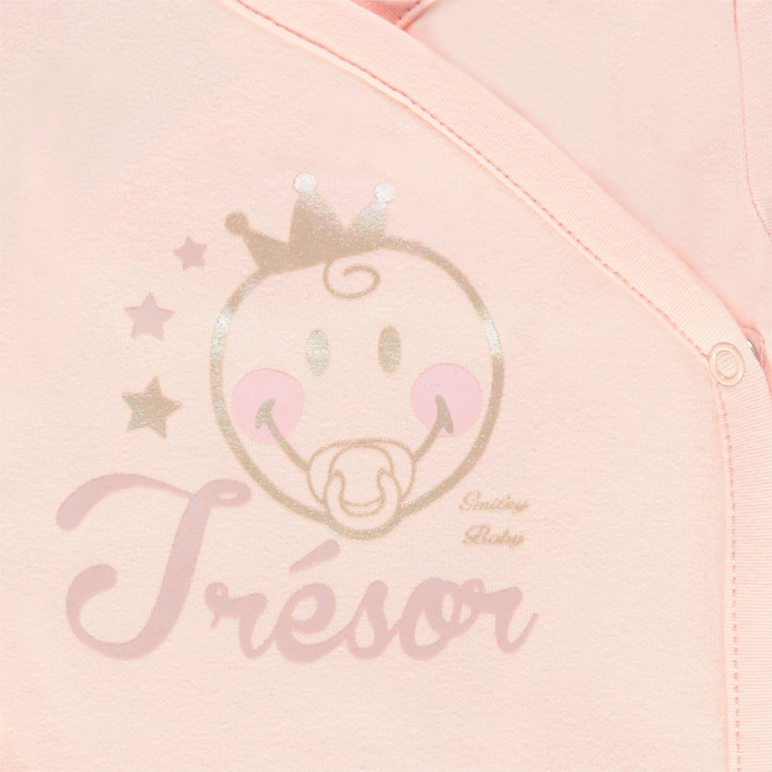 Body manches longues uni avec print brillant Smiley Baby  