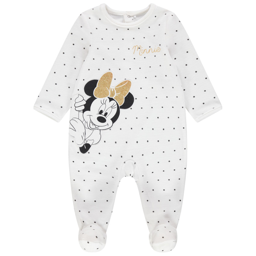 Dors-bien en velours à pois print Minnie Disney pour bébé fille 