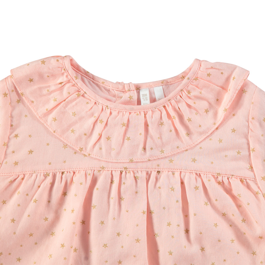 Tunique manches longues à étoiles dorées printées all-over 