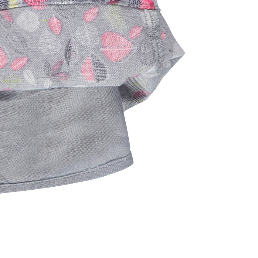 Robe manches courtes avec volants et feuilles all-over 