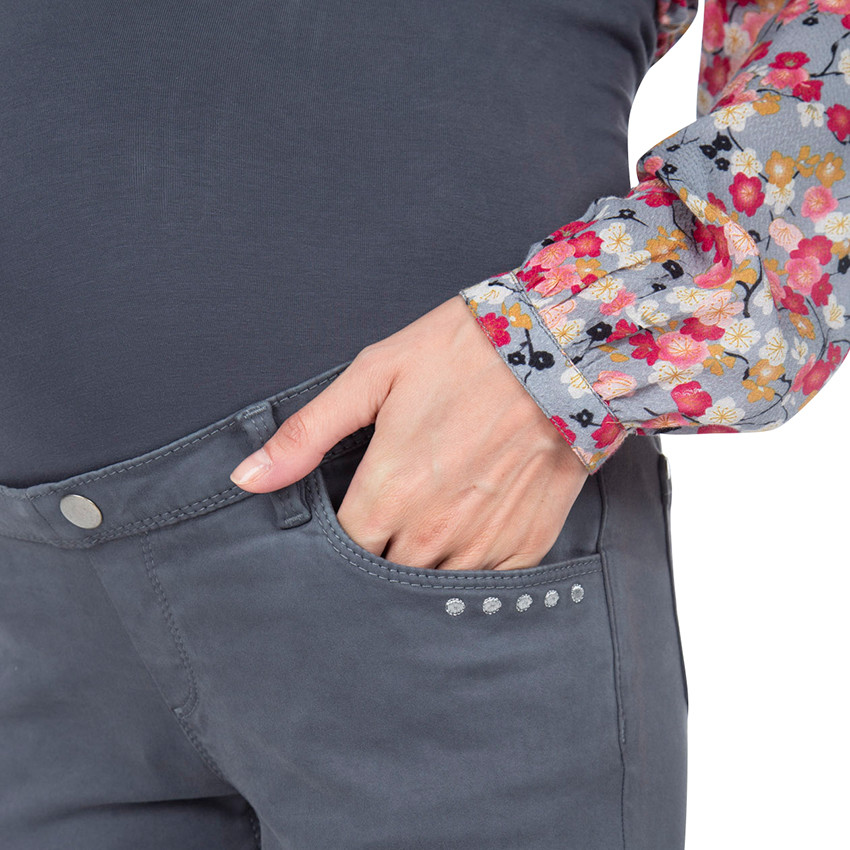 Pantalon de grossesse avec bandeau jersey intégré 