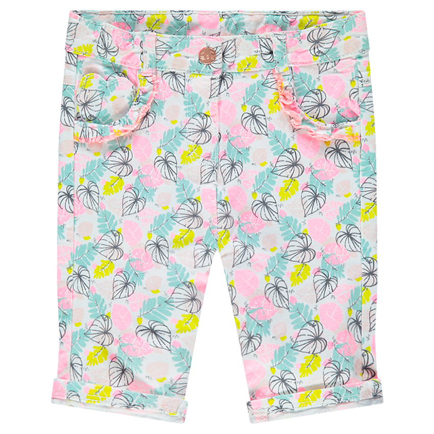 Pantacourt en coton à imprimé végétal all-over 