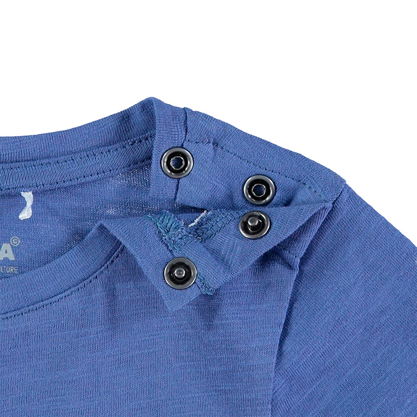 Tee-shirt manches longues en jersey avec print fantaisie et col pressionné 