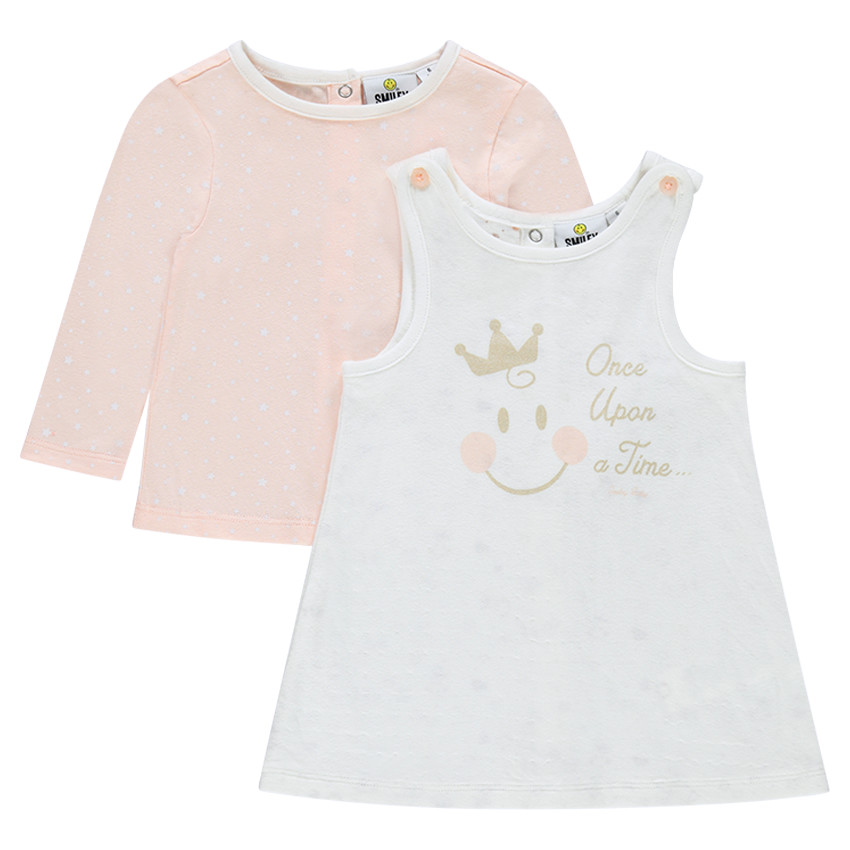Ensemble robe sans manches et tee-shirt avec print Smiley Baby 