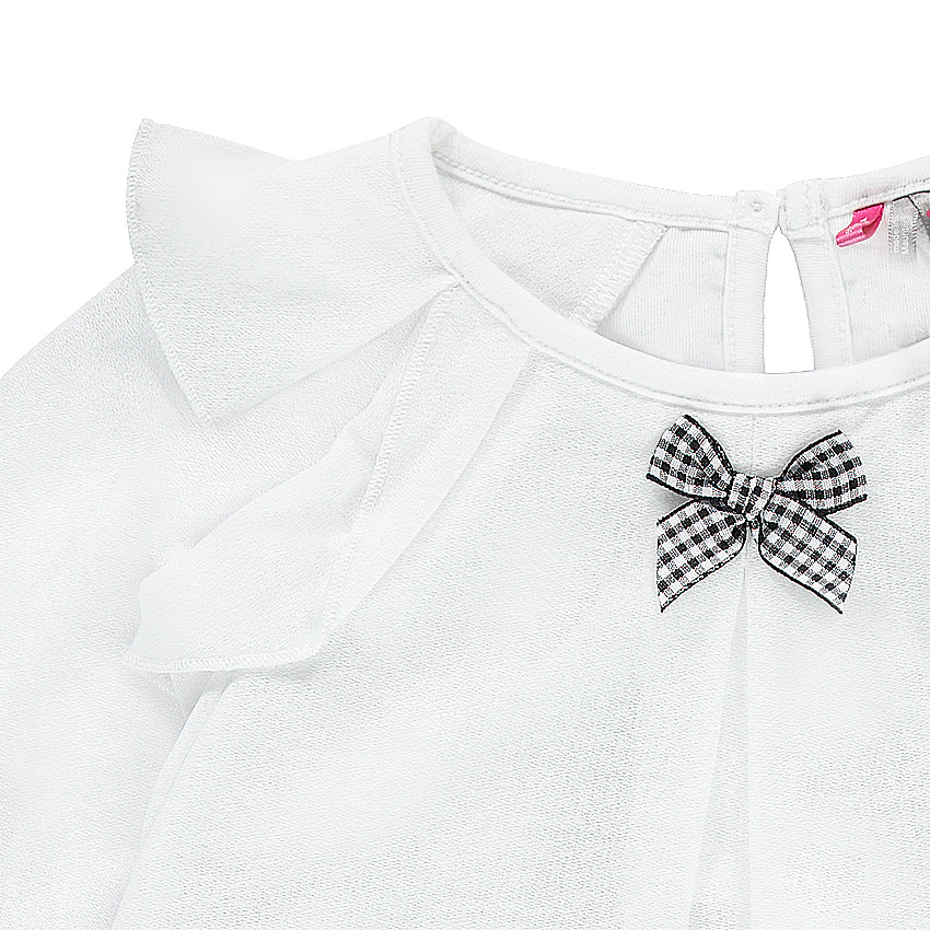 Tunique volantée en crêpe de polyester avec noeud en vichy 