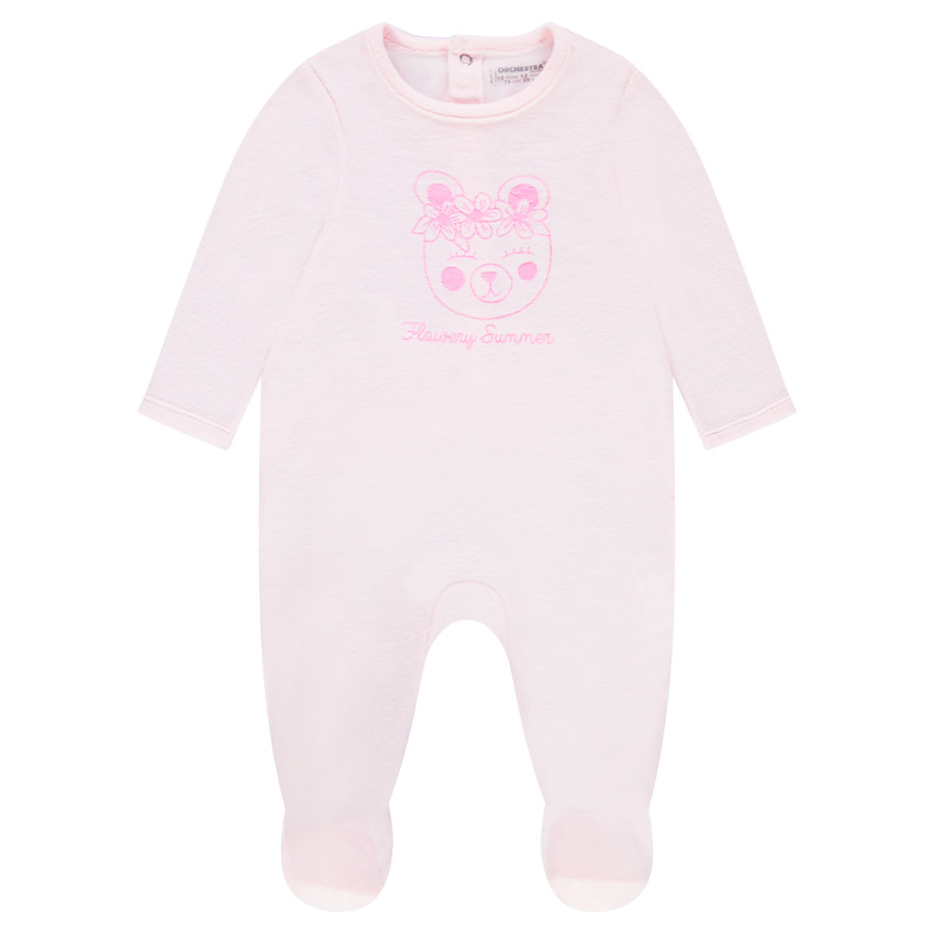 Dors-bien en velours avec ourson printé 