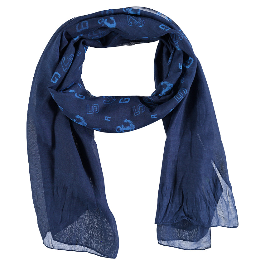 Chèche en voile imprimé lettres chiffres et ancres all-over 