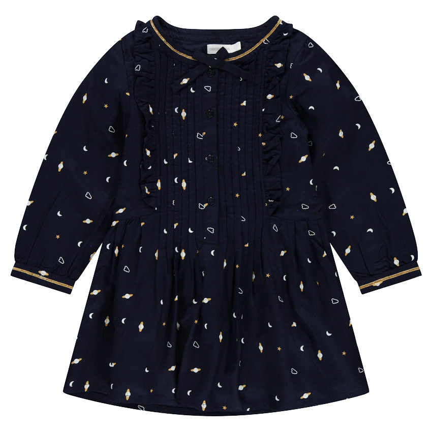 Robe manches longues avec imprimé galaxie et col fantaisie 