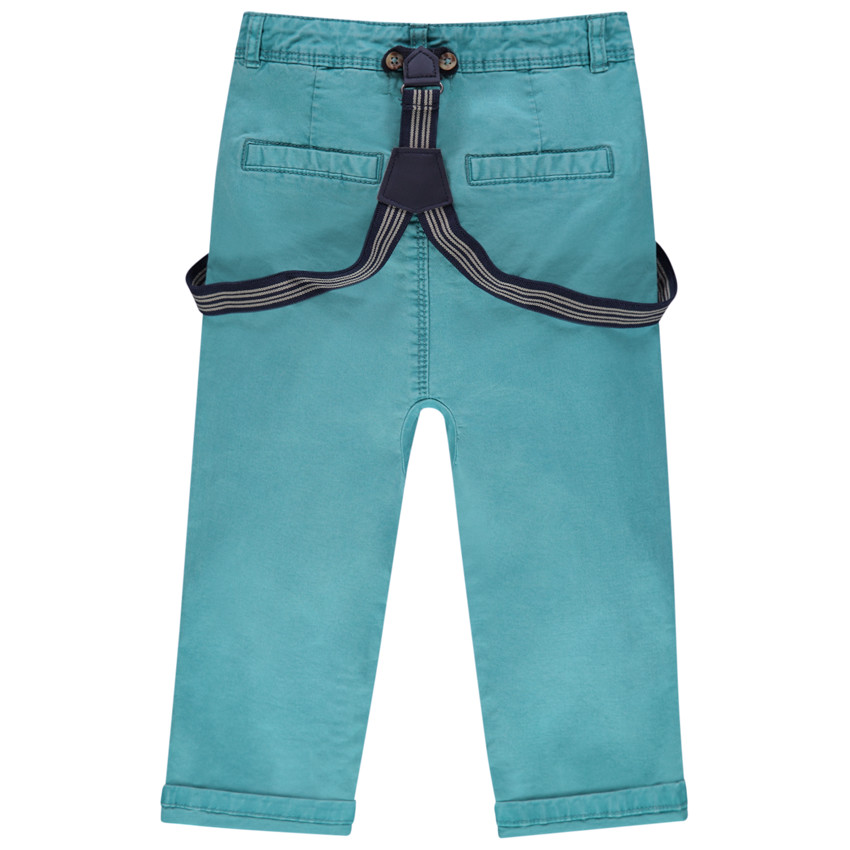 Pantalon en toile surteint avec bretelles élastiquées amovibles 