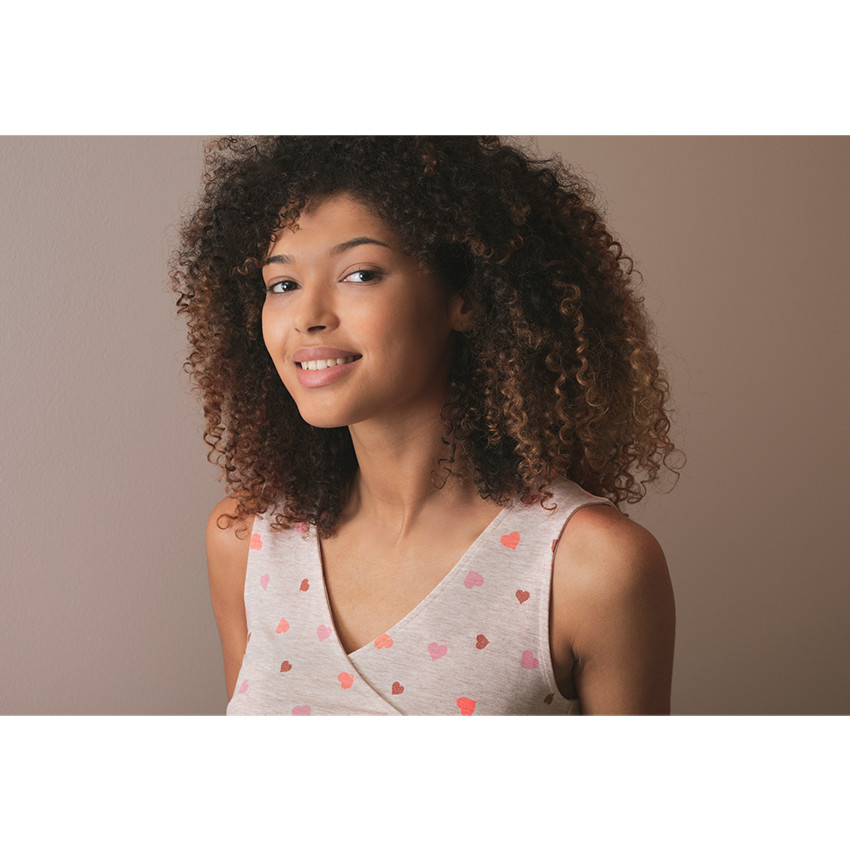 Chemise de nuit en maille avec coeurs imprimés all-over 