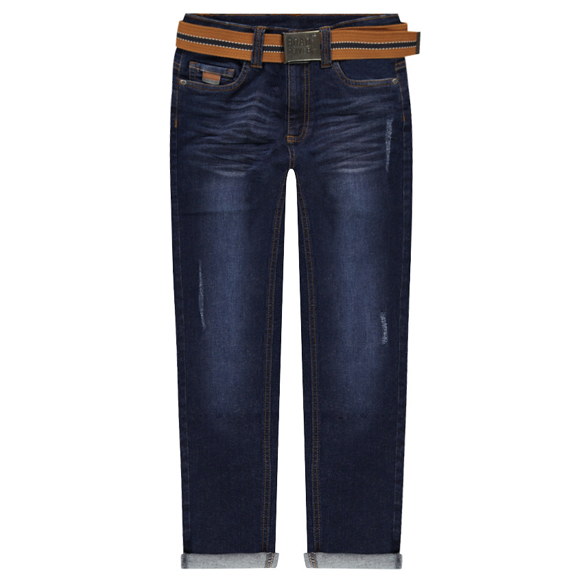 Junior - Jeans effet used et crinkle avec ceinture amovible 
