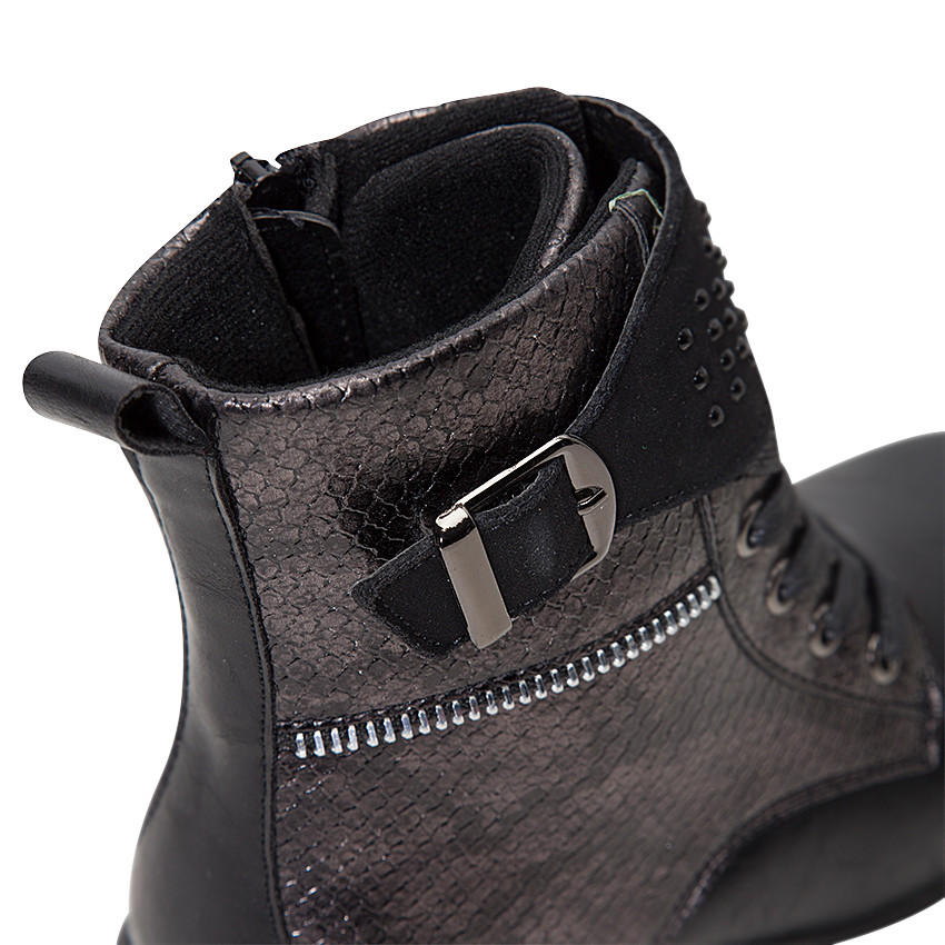 Boots noirs effet croco avec strass fantaisie 