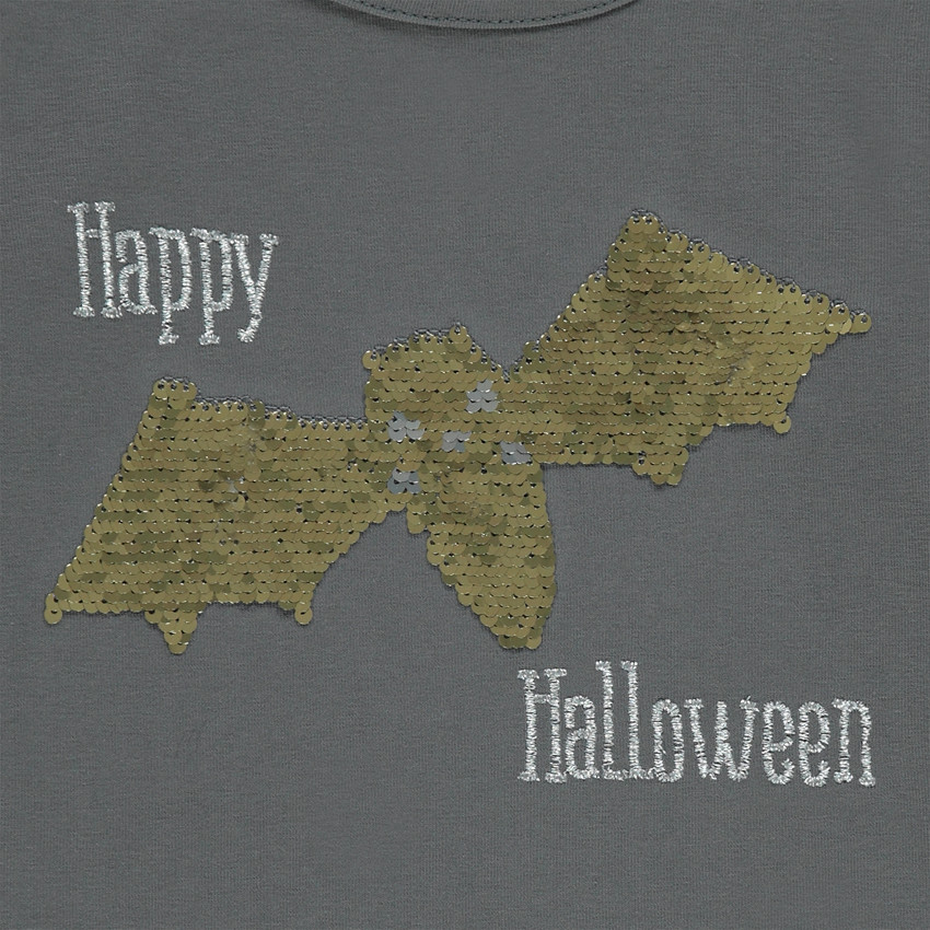 Tee-shirt spécial halloween avec print chauve-souris en sequins magiques 