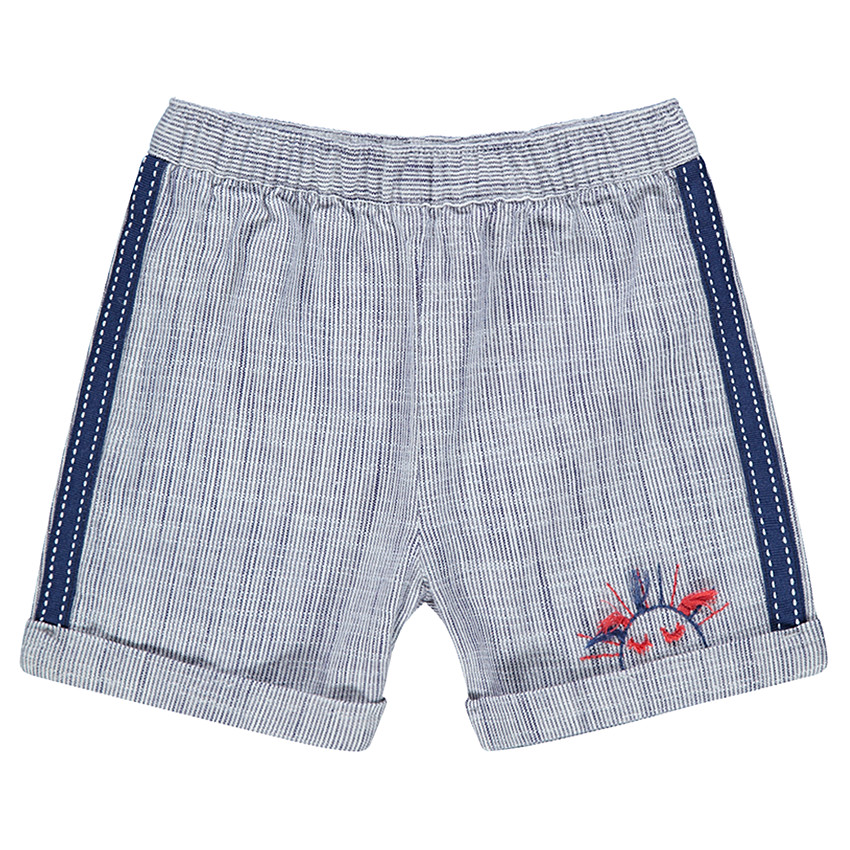 Short en maille mélangée avec bandes appliquées et broderie 