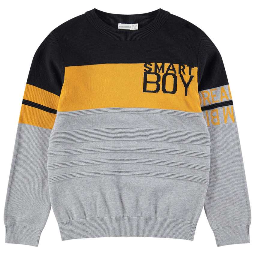 Pull en tricot ottoman avec inscriptions en jacquard 