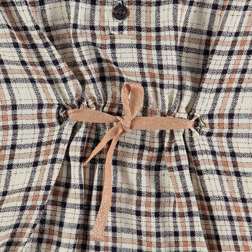Tunique à carreaux avec liens à nouer devant 