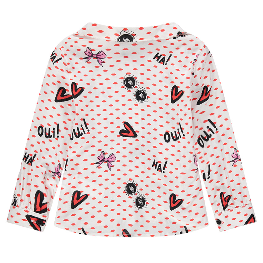 Chemise manches longues imprimée all-over avec ceinture à nouer 