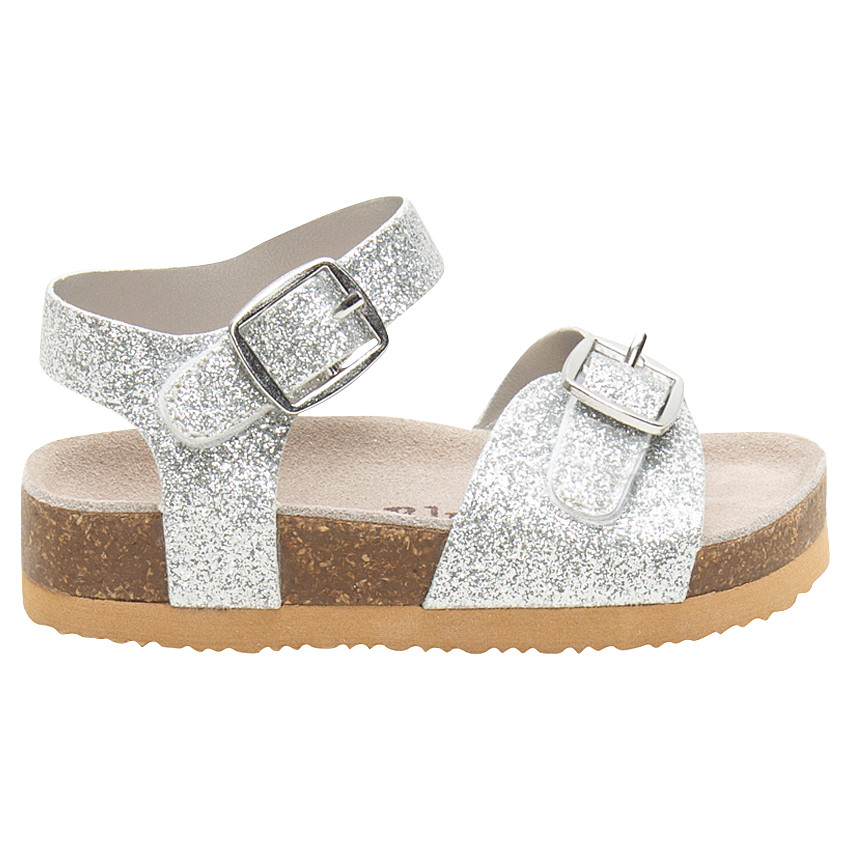 Nu-pieds pailletés avec semelle effet cuir 