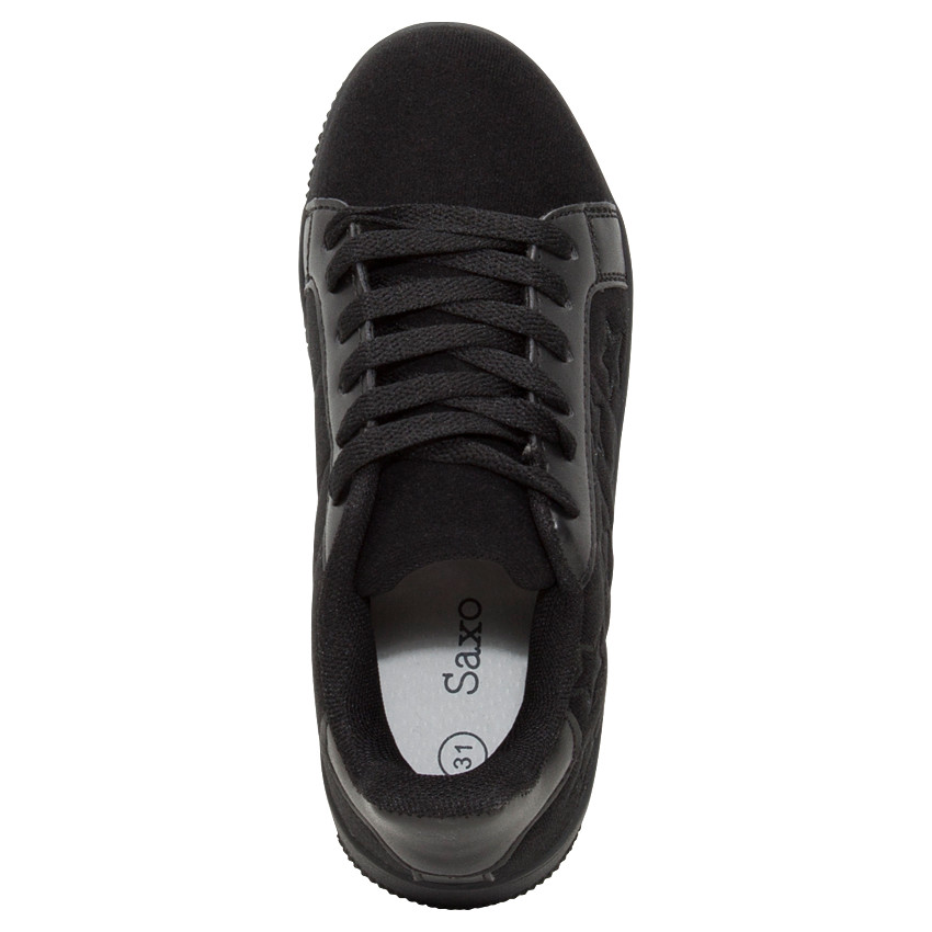 Baskets basses effet velours à lacets et étoiles brodées 