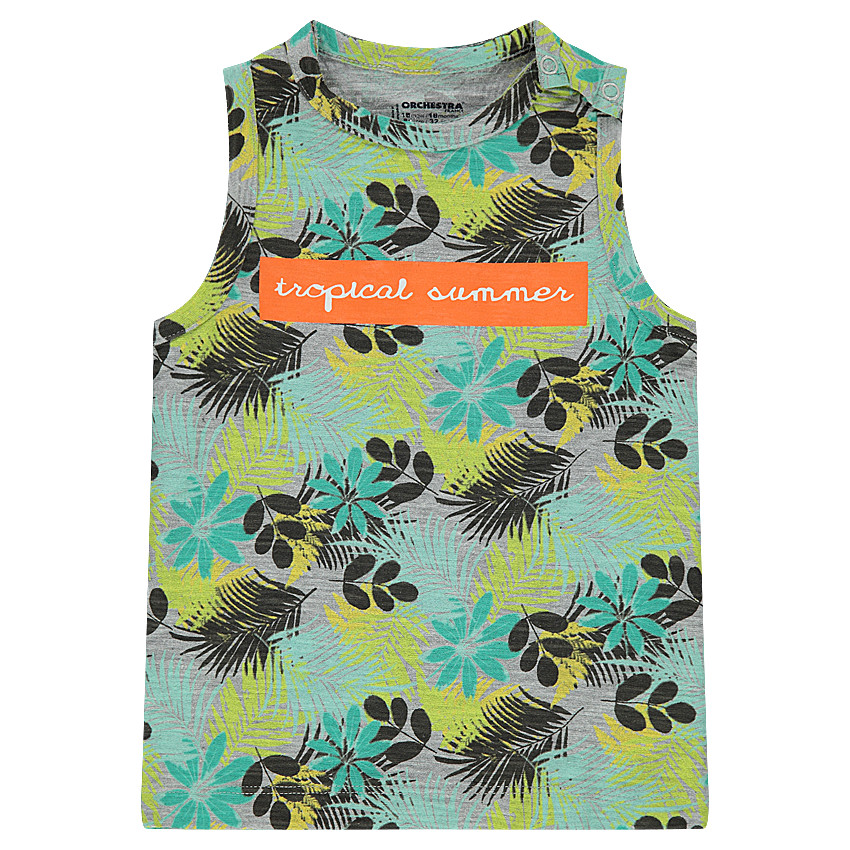 Débardeur en jersey avec imprimé fantaisie all-over et message printé 