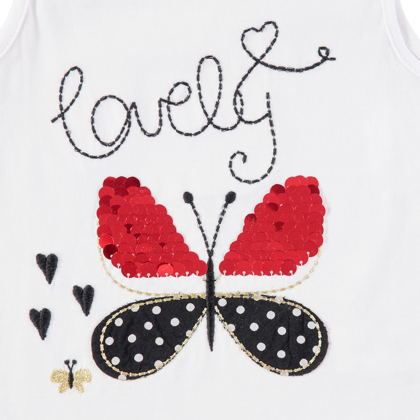 Ensemble avec débardeur papillon à sequins et short à pois 