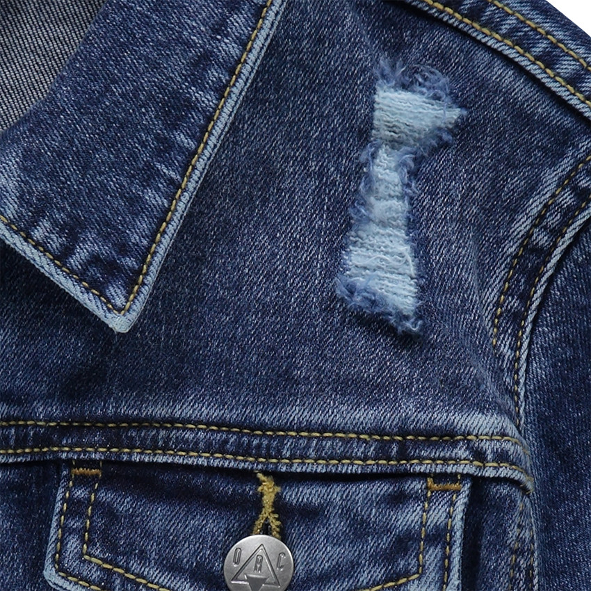 Junior - Veste en jeans effet used avec poches 