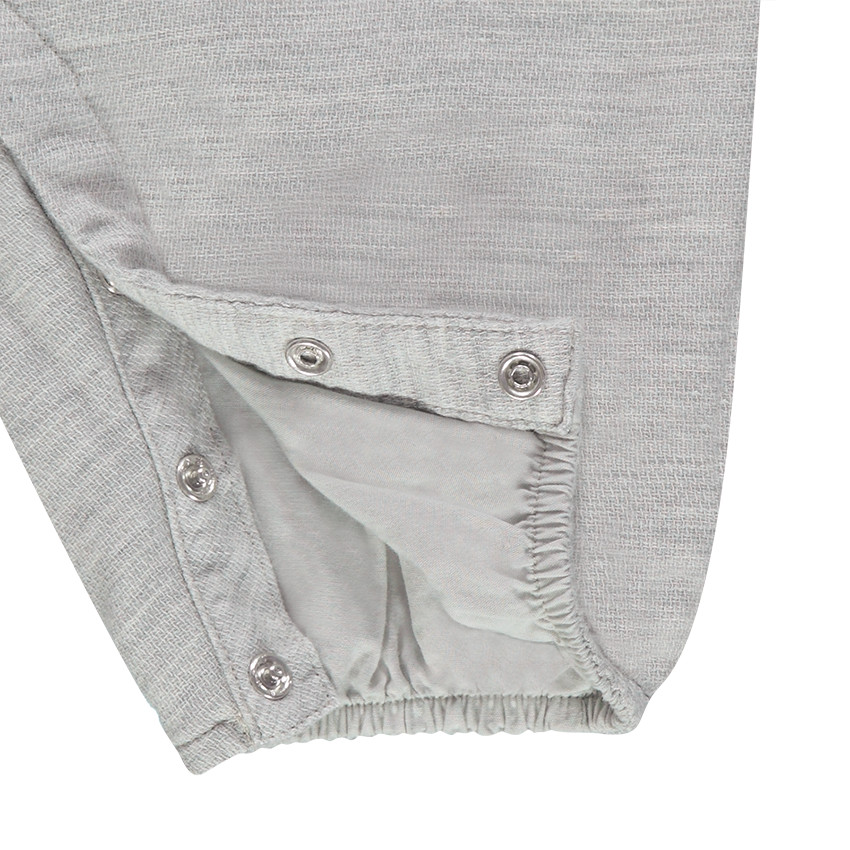 Combinaison longue en coton chiné à manches volantées 