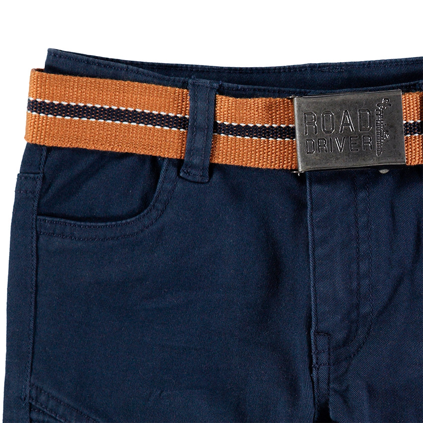 Pantalon en coton surteint effet crinkle avec ceinture amovible 