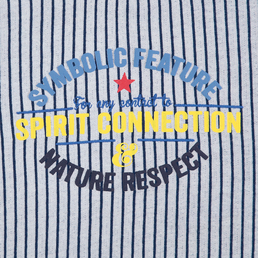 Tee-shirt manches courtes à rayures verticales avec inscriptions printées 