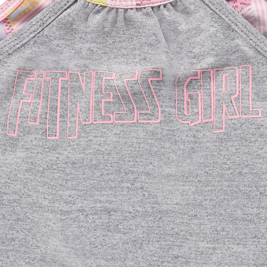 Crop top uni avec brassière intégrée imprimée all-over 