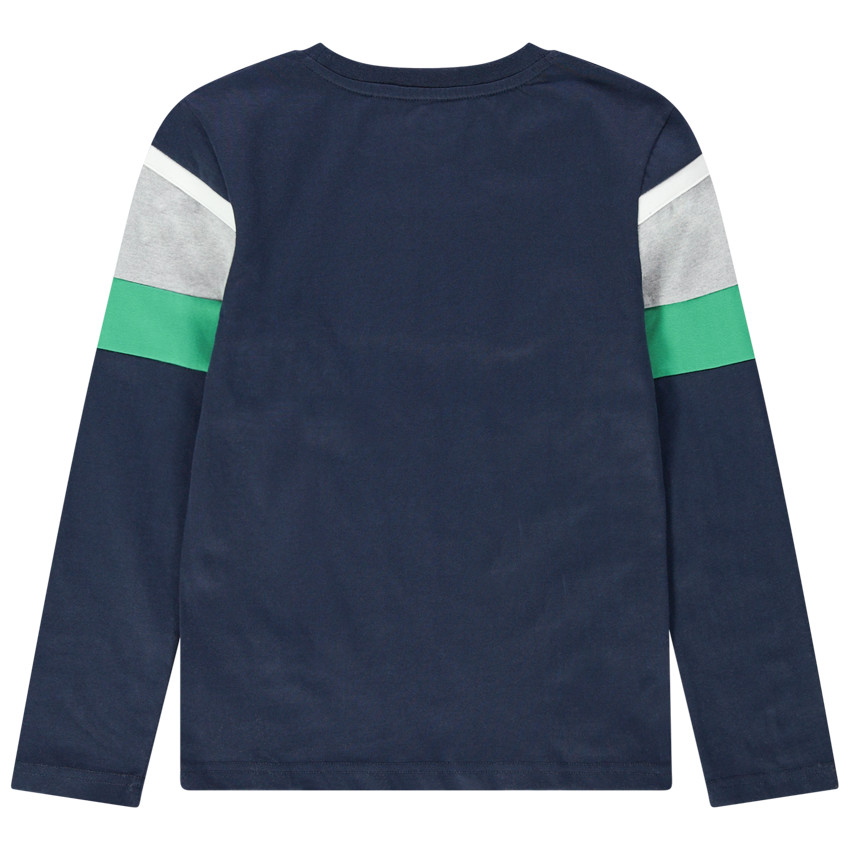Junior - T-shirt manches longues à bandes contrastées et inscriptions 