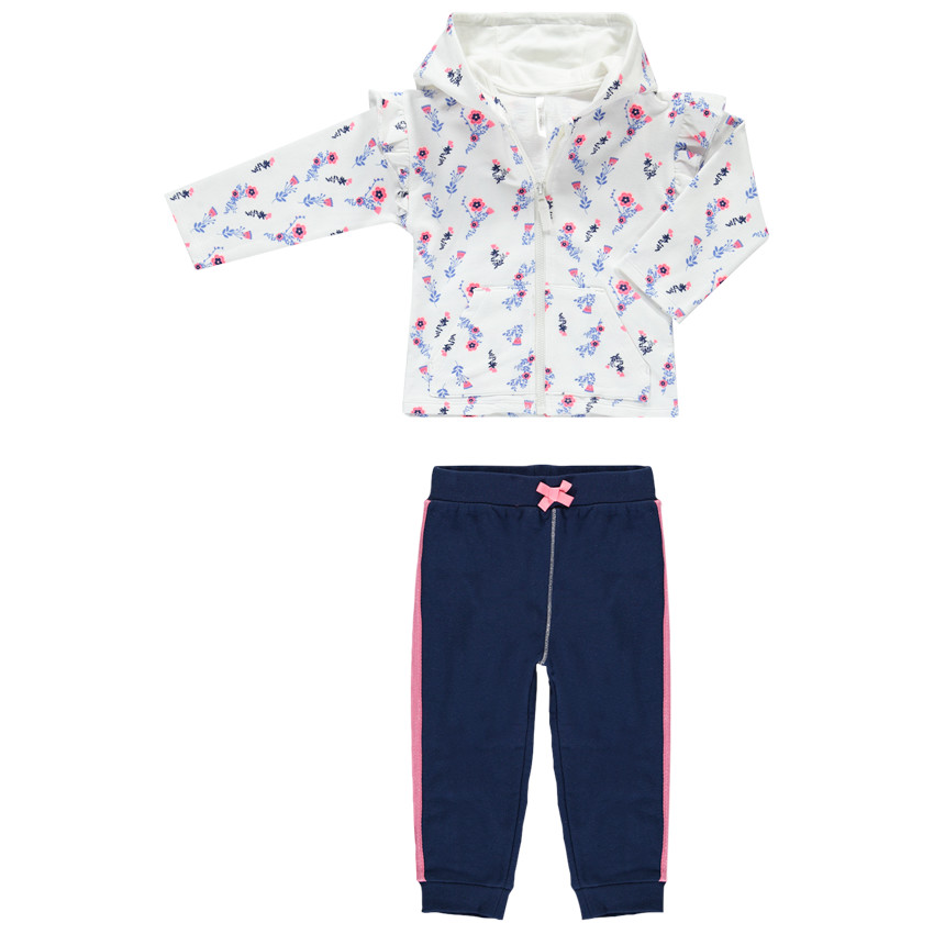 Jogging avec gilet imprimé fleurs all-over et pantalon uni 