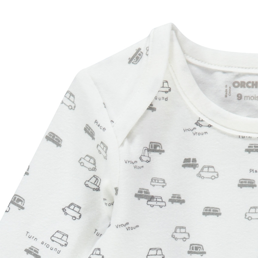 Lot de 3 bodies manches longues en jersey rayé/uni/imprimé 