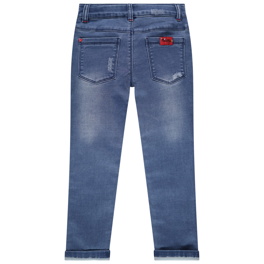 Jean slim effet used à badges Mickey Disney 