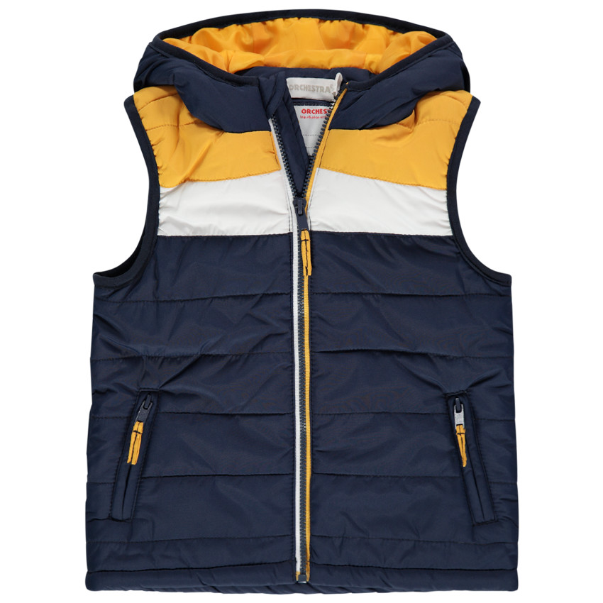 Doudoune sans manches à capuche et poches zippées 