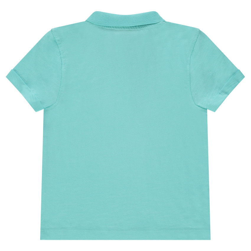 Polo uni en jersey slub avec logo printé 