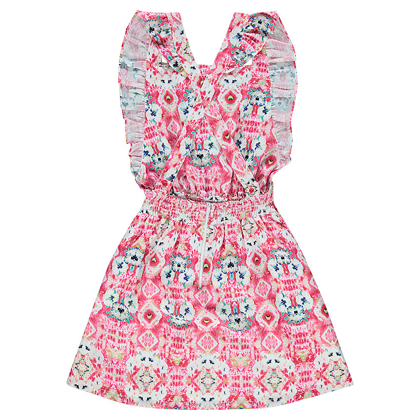 Junior - Robe fleurie dos croisé 