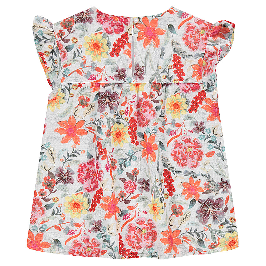 Junior - Tunique en crêpe de coton avec fleurs imprimées 